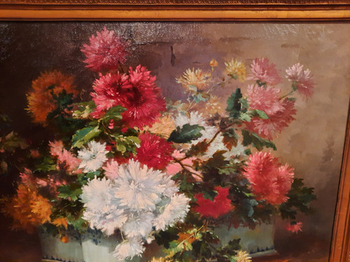 Blumengemälde aus dem 19. Jahrhundert, signiert H. Cauchois.