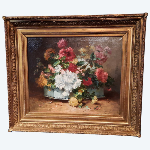 Blumengemälde aus dem 19. Jahrhundert, signiert H. Cauchois.