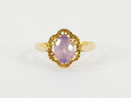 Bague en OR jaune 18 carats avec amethyste