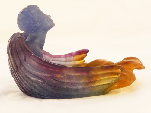 DAUM France Coupelle Baguier en Pate de cristal Ange aux ailes déployées
