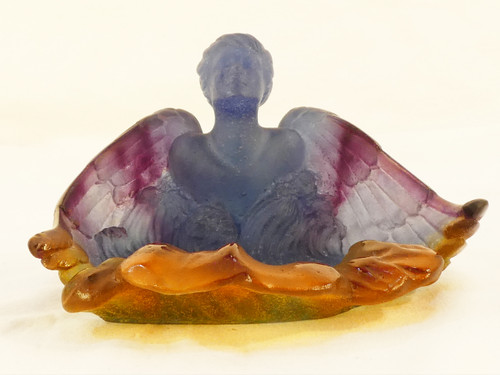 DAUM France Coupelle Baguier en Pate de cristal Ange aux ailes déployées