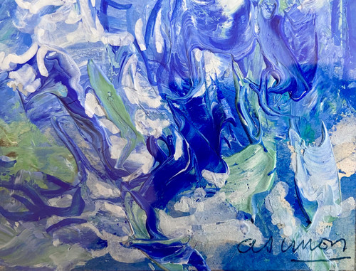 Andrée Simon (1896-1981), Composition Abstraite, Gouache Sur Papier Période "ciels" De 1964.