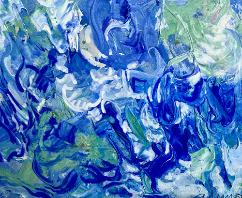 Andrée Simon (1896-1981), Composition Abstraite, Gouache Sur Papier Période "ciels" De 1964.