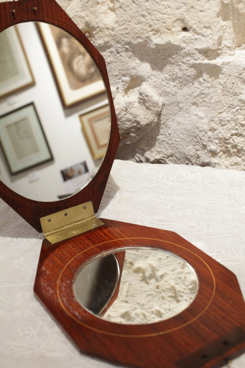 Folding mirror in rosewood, circa 1930, Art Deco
