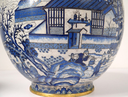 Large Basin Cup China Cloisonné Enamels White Blue Ming Signed Zhengde 16th