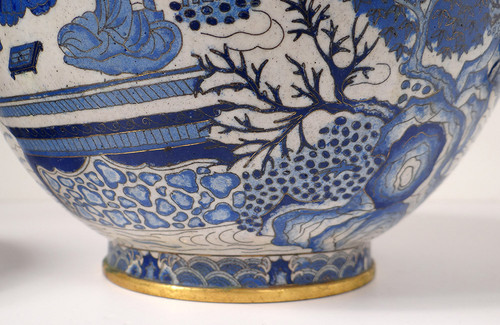 Large Basin Cup China Cloisonné Enamels White Blue Ming Signed Zhengde 16th