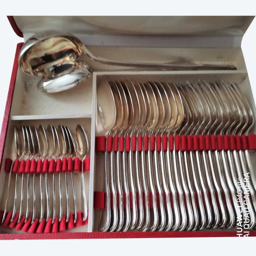 Antique silver-plated household set. Goldsmith's hallmarks on each piece.