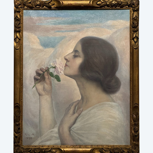 Raymond Lotthe (1867 - 1938) - Junge Frau mit Rose, 1924
