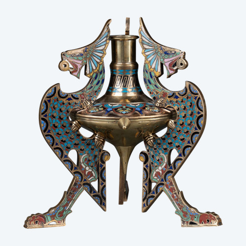 Candeliere in smalto cloisonné, XIX secolo