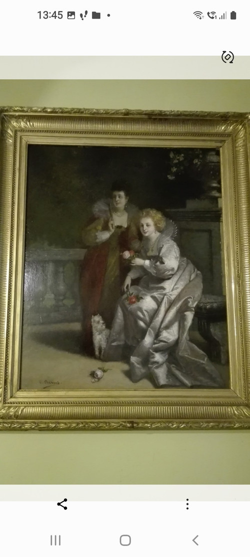 Charles François Pécrus scena di genere di donne eleganti
