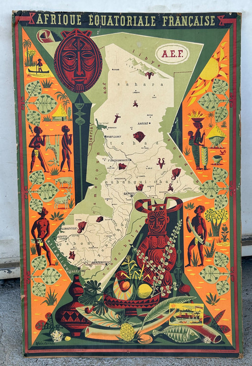 Alain Cornic - Anciennement Affiche De L’afrique équatoriale Française Vers 1950 