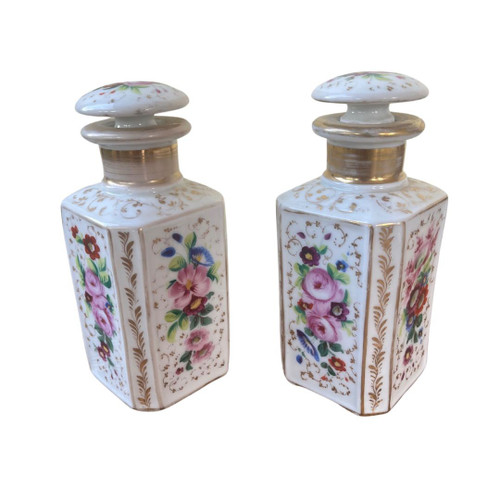 Paire de Flacons de Toilette en Vieux Paris - Époque Louis Philippe - 19ème Siècle