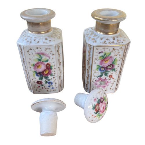 Paire de Flacons de Toilette en Vieux Paris - Époque Louis Philippe - 19ème Siècle