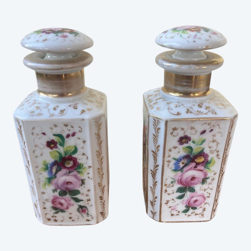 Paire de Flacons de Toilette en Vieux Paris - Époque Louis Philippe - 19ème Siècle