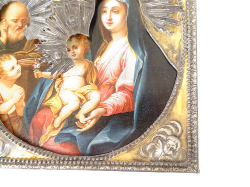 Icona ortodossa russa in argento massiccio HSP Gesù San Giovanni Battista XIX secolo