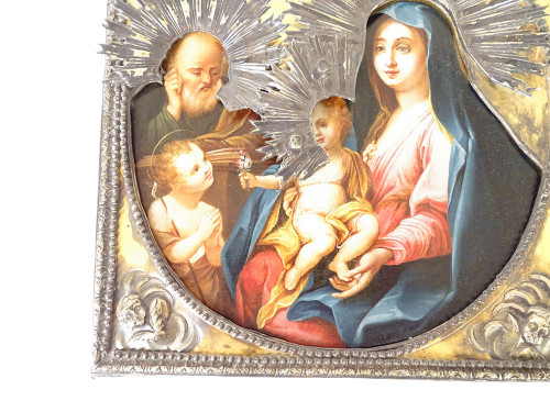 Icona ortodossa russa in argento massiccio HSP Gesù San Giovanni Battista XIX secolo