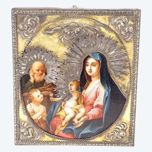 Icona ortodossa russa in argento massiccio HSP Gesù San Giovanni Battista XIX secolo