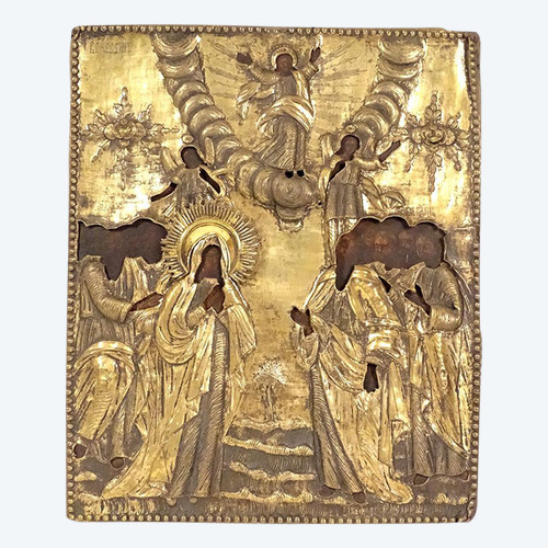 Russian Orthodox icon Moscow Silver Ascension Christ Virgin Apostles 18th century