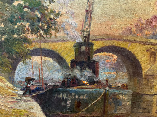 Marcel Thibault - The Pont Marie in Paris Oil on Canvas