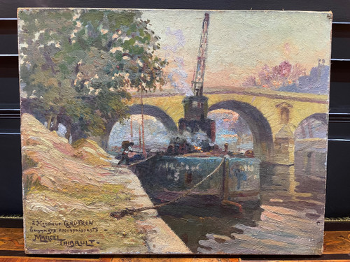 Marcel Thibault - The Pont Marie in Paris Oil on Canvas