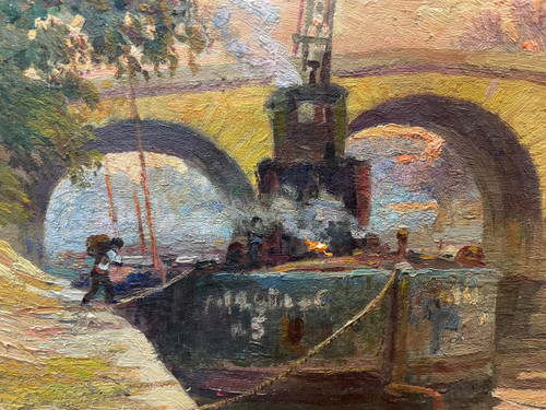 Marcel Thibault - The Pont Marie in Paris Oil on Canvas