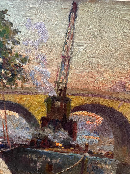 Marcel Thibault - The Pont Marie in Paris Oil on Canvas