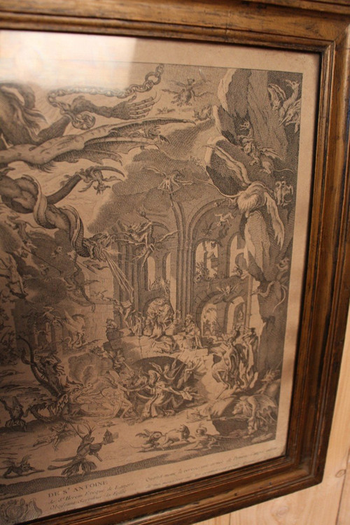 Radierung Von Jacques Callot XVIIIeme Die Versuchung des Heiligen Antonius