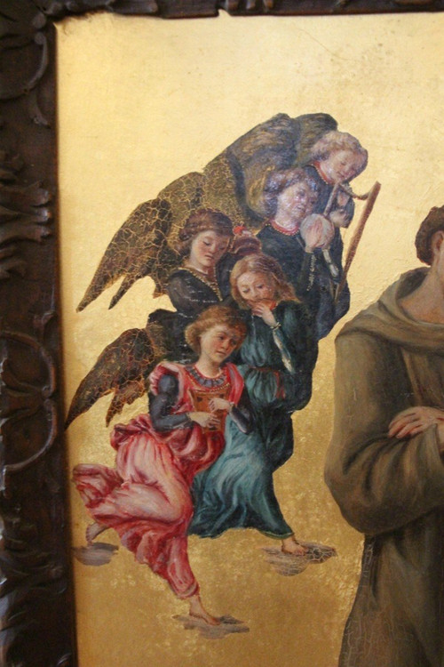 Tableau De Saint François d'Assise Avec Des Anges d'Apres Sandro Botticelli