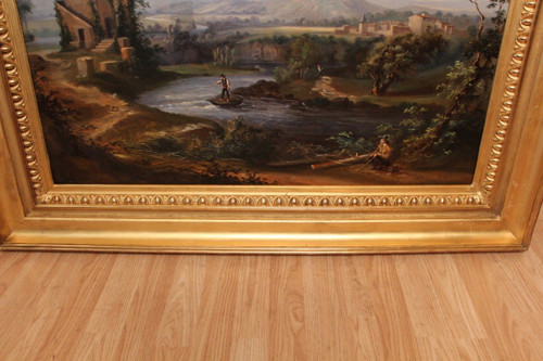 Grande dipinto di paesaggio romantico del XIX secolo