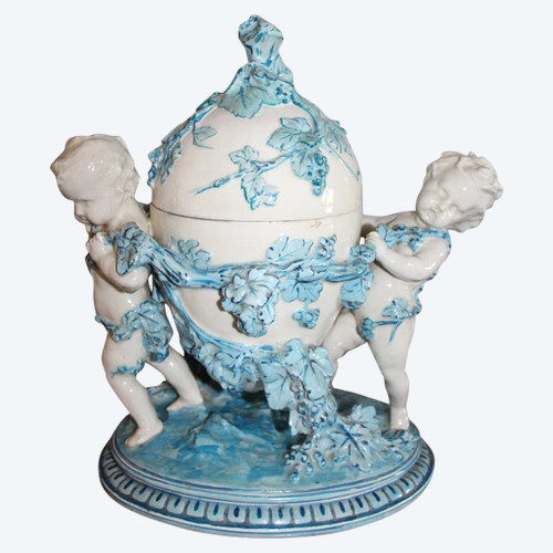 Grande zuccheriera in maiolica del XIX secolo
