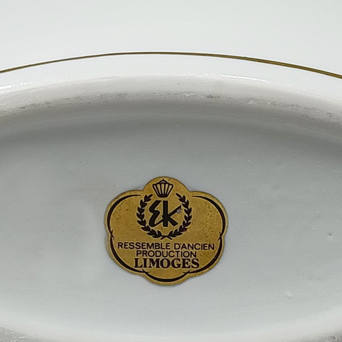 1970s Gogeous Porcelain Vase by R. Ortol for Limoges. Made in France