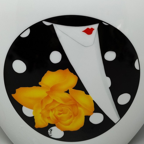 1970s Gogeous Porcelain Vase by R. Ortol for Limoges. Made in France
