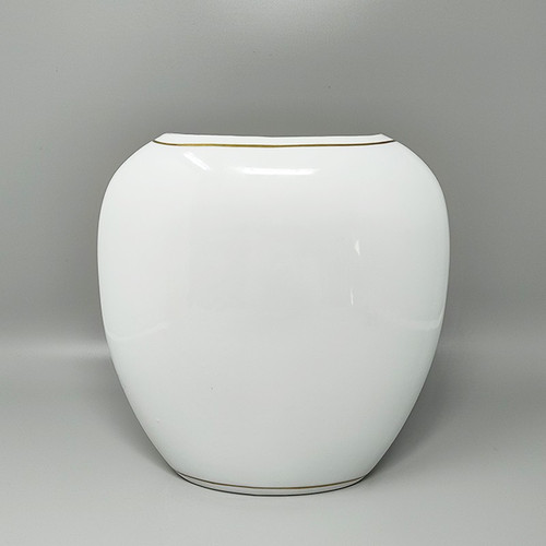 1970s Gogeous Porcelain Vase by R. Ortol for Limoges. Made in France
