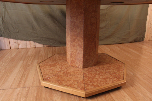 Large Marble Veneer Dining Table and Pedestal Table
