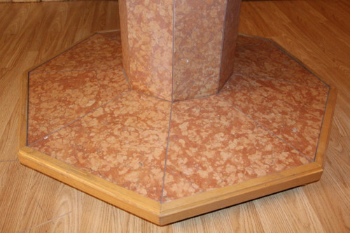 Large Marble Veneer Dining Table and Pedestal Table