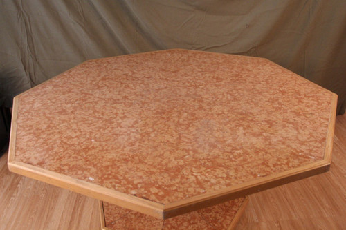 Large Marble Veneer Dining Table and Pedestal Table