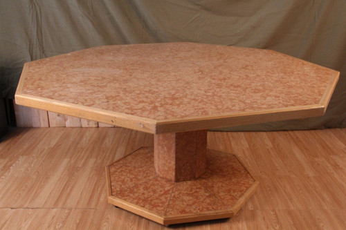 Large Marble Veneer Dining Table and Pedestal Table