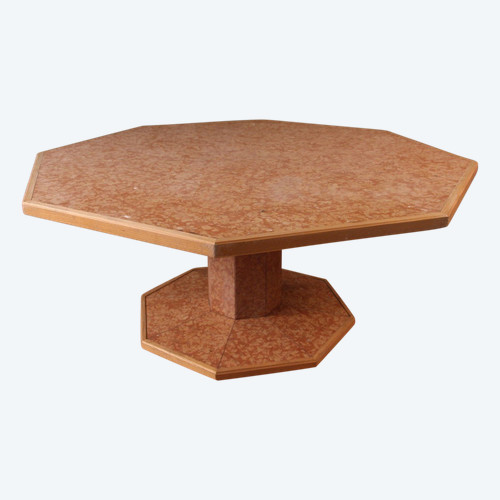 Large Marble Veneer Dining Table and Pedestal Table