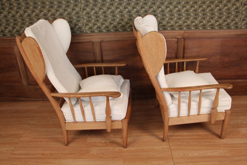 paire de fauteuils a oreilles 1950