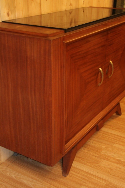 Art Deco Mahogany Buffet with Black Marble Top