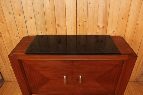 Art Deco Mahogany Buffet with Black Marble Top