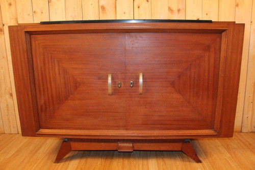 Art Deco Mahogany Buffet with Black Marble Top
