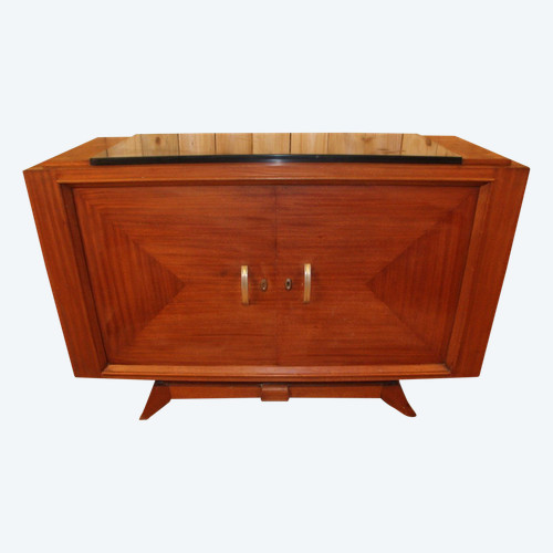 Art Deco Mahogany Buffet with Black Marble Top