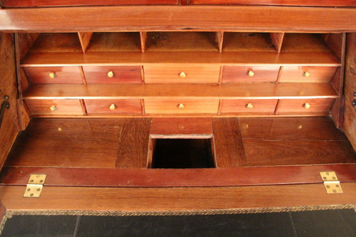 Scriban Bookcase In Solid Mahogany, 18th Century, Louis XVI, Port Furniture