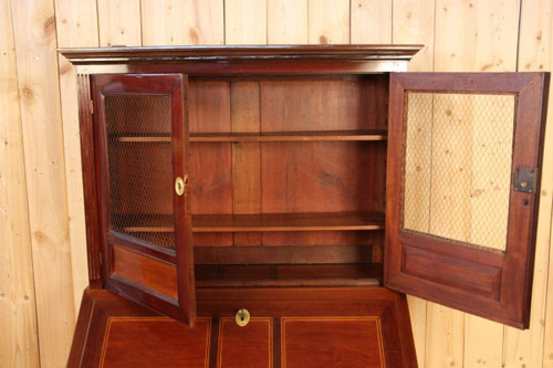 Scriban Bookcase In Solid Mahogany, 18th Century, Louis XVI, Port Furniture