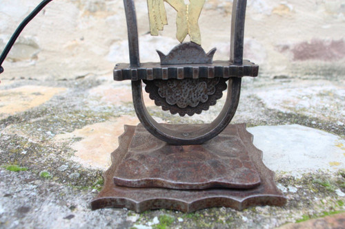 Lampe De Edgar Brandt En Fer Forgé Art Déco
