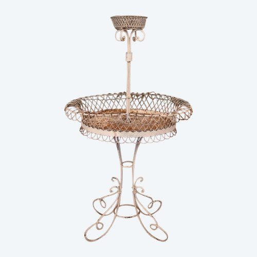 19th Century White Lacquered Iron Garden Planter