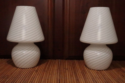 Pair Of Signed Murano Glass Lamps