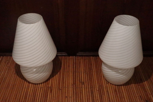 Pair Of Signed Murano Glass Lamps