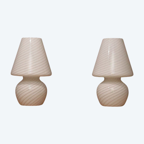 Pair Of Signed Murano Glass Lamps